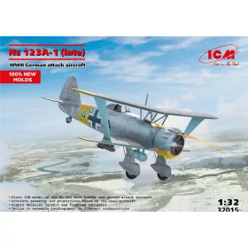   ICM 1:32 Hs 123A-1 (late), WWII German attack aircraft (100% new molds)