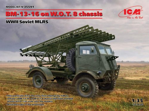 ICM 1:35 BM-13-16 on W.O.T. 8 chassis, WWII Soviet MLRS harcjármű makett