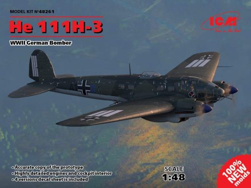 ICM 1:48 He 111H-3, WWII German Bomber (100% new molds)