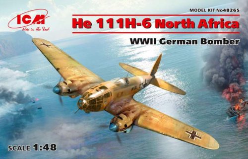ICM 1:48 Heinkel He-111H-6 North Africa, WWII German Bomber repülő makett