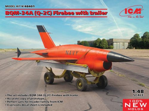 ICM 1:48 BQM-34A (Q-2C) Firebee with trailer (1 airplane and trailer)