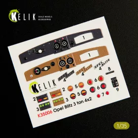   Kelik 1:35 Opel Blitz 3ton 4x2 interior 3D decals for Tamiya kit