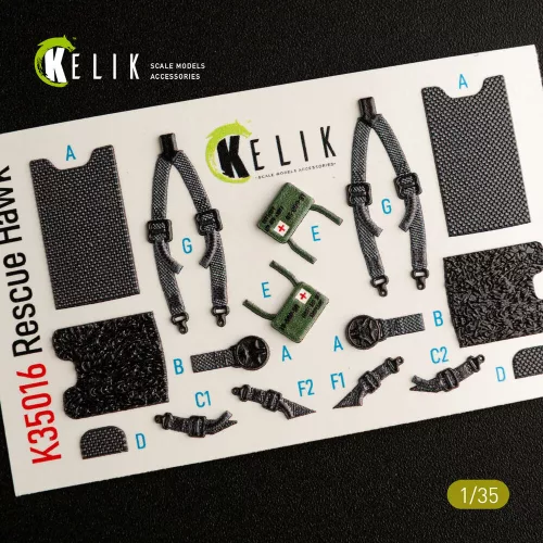 Kelik 1:35 HH-60H Rescue Hawk interior 3D decals for Kitty Hawk / Zimimodel kit
