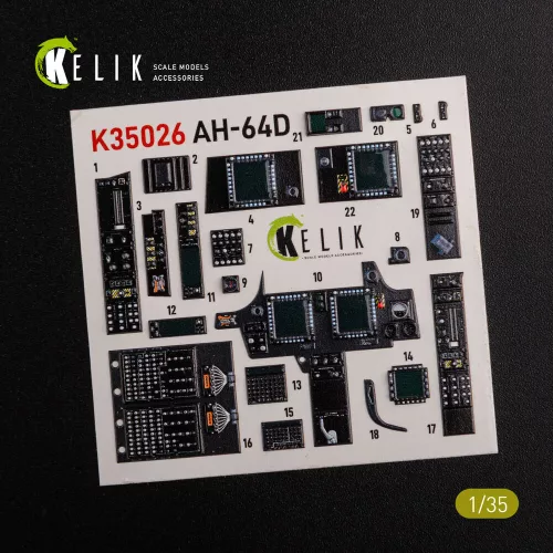 Kelik 1:35 AH-64D Apache interior 3D decals for Meng kit