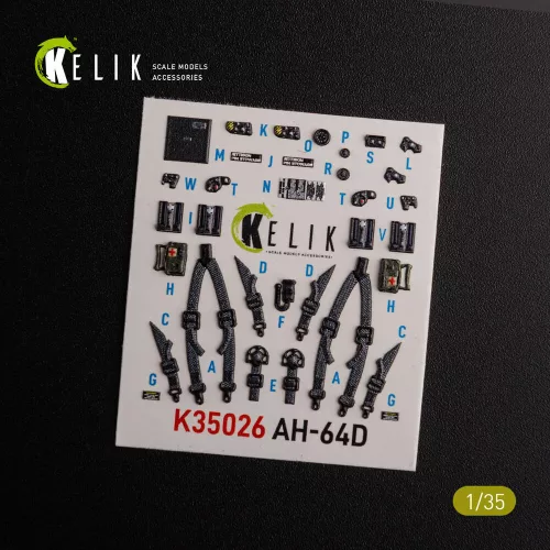 Kelik 1:35 AH-64D Apache interior 3D decals for Meng kit