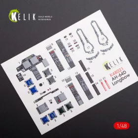   Kelik 1:48 AH-64D Apache longbow interior 3D decals for Hasegawa kit