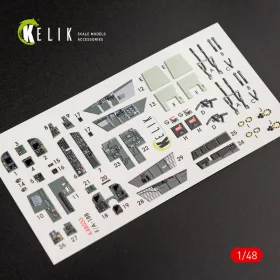 Kelik 1:48 F/A-18B Hornet interior 3D decals for Kinetic kit