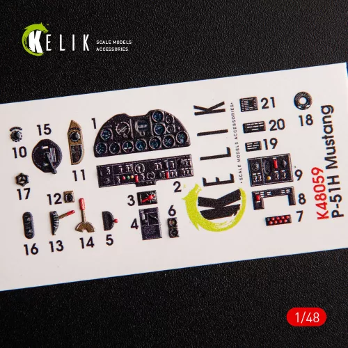Kelik 1:48 P-51H Mustang interior 3D decals for Modelsvit kit