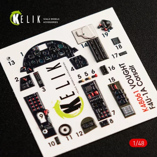 Kelik 1:48 F4U-1A Corsair interior 3D decals for Tamiya kit
