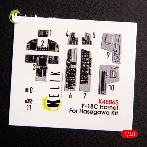 Kelik 1:48 F-18C Hornet interior 3D decals for Hasegawa kit