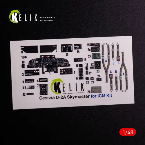 Kelik 1:48 O-2A Skymaster interior 3D decals green decoration type for ICM kit