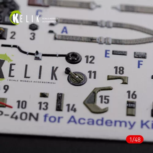 Kelik 1:48 P-40N interior 3D decals for Academy kit