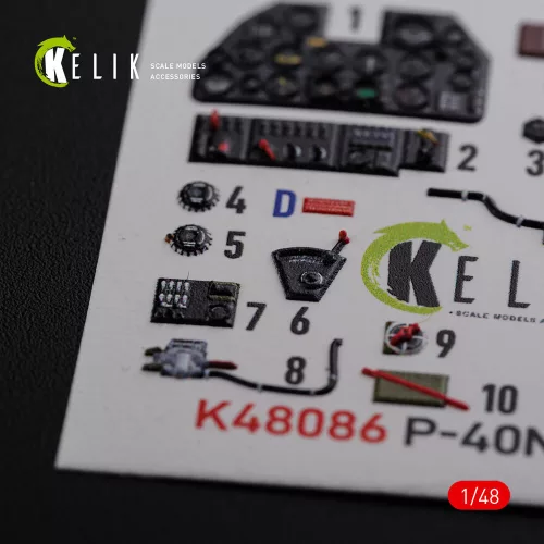 Kelik 1:48 P-40N interior 3D decals for Academy kit