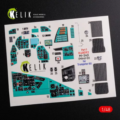 Kelik 1:48 Mi-24D (Hind-D) interior 3D decals for Trumpeter kit