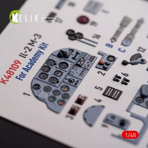 Kelik 1:48 IL-2M3 - interior 3D decals for Academy/Accurate Miniatures kit