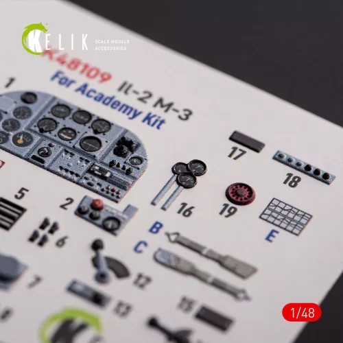 Kelik 1:48 IL-2M3 - interior 3D decals for Academy/Accurate Miniatures kit