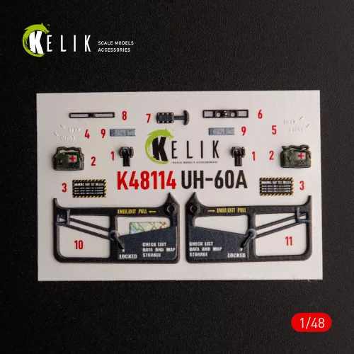 Kelik 1:48 UH-60A Black Hawk - Type 2 Defence Intelligence of Ukraine interior 3D decals for ICM kit