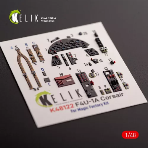Kelik 1:48 F4U-1A Corsair - interior 3D decals for Magic Factory kit