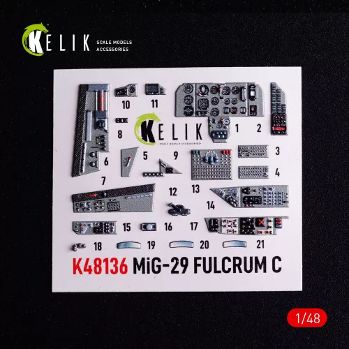 Kelik 1:48 Mig-29C (9-13) Fulcrum interior 3D decals for GWH
