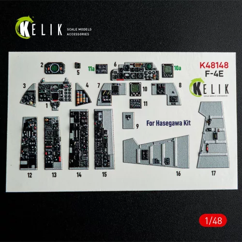 Kelik 1:48 F-4E - interior 3D decals for Hasegawa kit