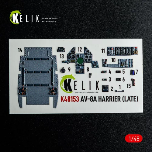 Kelik 1:48 AV-8A HARRIER (Late) - interior 3D decals for Kinetic kit