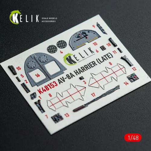 Kelik 1:48 AV-8A HARRIER (Late) - interior 3D decals for Kinetic kit