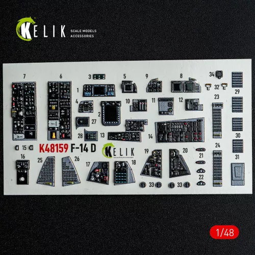 Kelik 1:48 F-14D - interior 3D decals for GWH kit