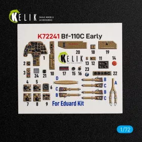 Kelik 1:72 Bf-110C Early - interior 3D decals for Eduard