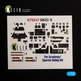   Kelik 1:72 SB2C-5 - interior 3D decals for Academy / Special Hobby