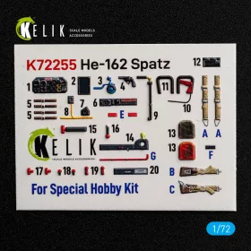   Kelik 1:72 He-162 Spatz - interior 3D decals for Special Hobby