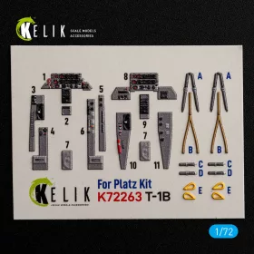 Kelik 1:72 T-1B - interior 3D decals for Platz