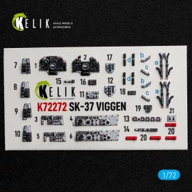   Kelik 1:72 SK-37 Viggen - interior 3D decals for Special Hobby