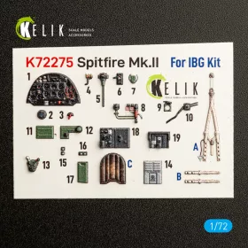 Kelik 1:72 Spitfire Mk.II - interior 3D decals for IBG