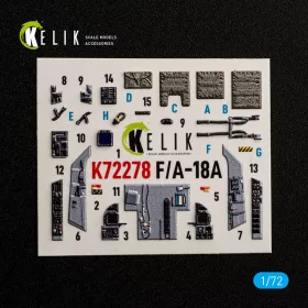 Kelik 1:72 F/A-18A - interior 3D decals for Academy 12411