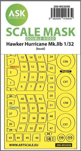 ASK mask 1:32 Hawker Hurricane Mk.IIB double-sided express masks for Revell