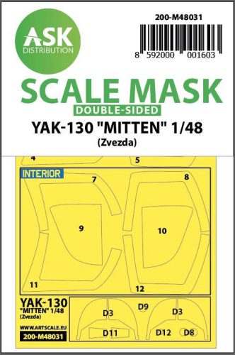 ASK mask 1:48 Yak-130 ”Mitten” double-sided painting mask for Zvezda