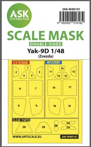 ASK mask 1:48 Yak-9D double-sided express mask, self-adhesive, pre-cutted for Zvezda