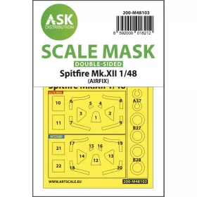   ASK mask 1:48 Spitfire Mk.XII double-sided mask self-adhesive, pre-cutted for Airfix