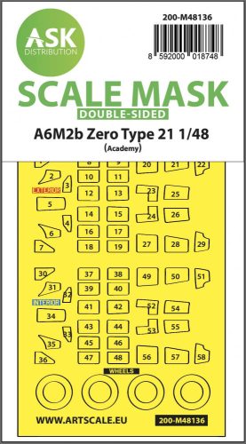 ASK mask 1:48 A6M2b Zero Type 21 double-sided express mask for Academy