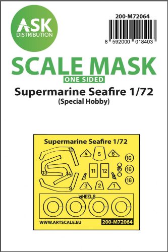 ASK mask 1:72 Spitfire Mk.21, Mk.22, Mk.24 / Seafire Mk.45, MK.46, Mk.47 one-sided mask for Special Hobby