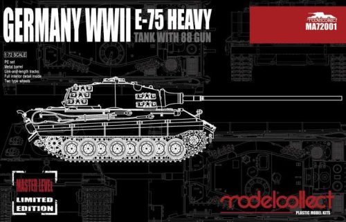 Modelcollect 1:72 Germany WWII E-75 Heavy Tank with 88mm Gun