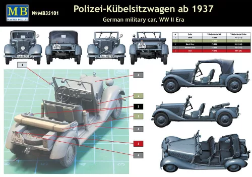 Master Box 1:35 Polizei-Kubelsitzwagen ab 1937 mil. car