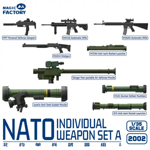 Magic Factory 1:35 NATO Individual Weapon Set A(A kit incl.2 pcs of each weapon
