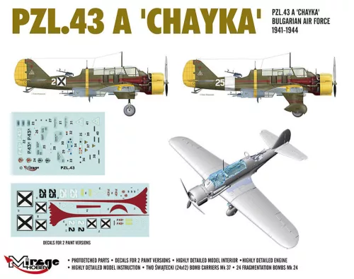 Mirage Hobby 1:48 PZL.43 A 'CHAYKA' Bulgarian Air Force 1941-1944