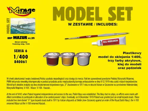 Mirage Hobby 1:400 ORP"MAZUR"1935(Training Ship)(Model Set)