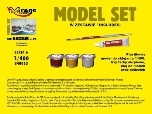 Mirage Hobby 1:400 ORP"KASZUB"-wz.25-TORPEDO Ship(Model Set