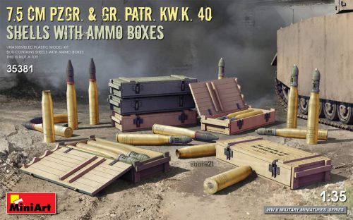 Miniart 1:35 7.5 cm Pzgr. & Gr. Patr. Kw.K. 40 Shells with Ammo Boxes