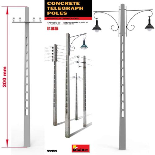 Miniart 1:35 Concrete Telegraph Poles (vasbeton telefon póznák)