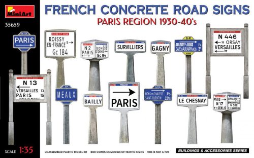 Miniart 1:35 French Concrete Road Signs 1930-40's. Paris Region