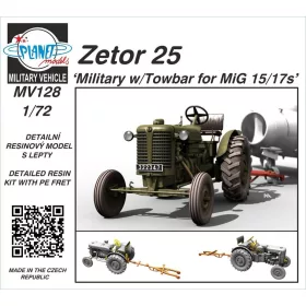 Planet Models 1:72 Zetor 25 Military w/Towbar for MiG 15/17s